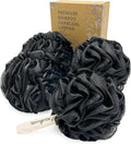 Spongentle Charcoal Bamboo Premium Deep Cleansing Loofah Sponge for Radiant Skin, Pack of 4, Bath and Shower, Exfoliating Body Scrubber, Beautiful Colors for Women and Men