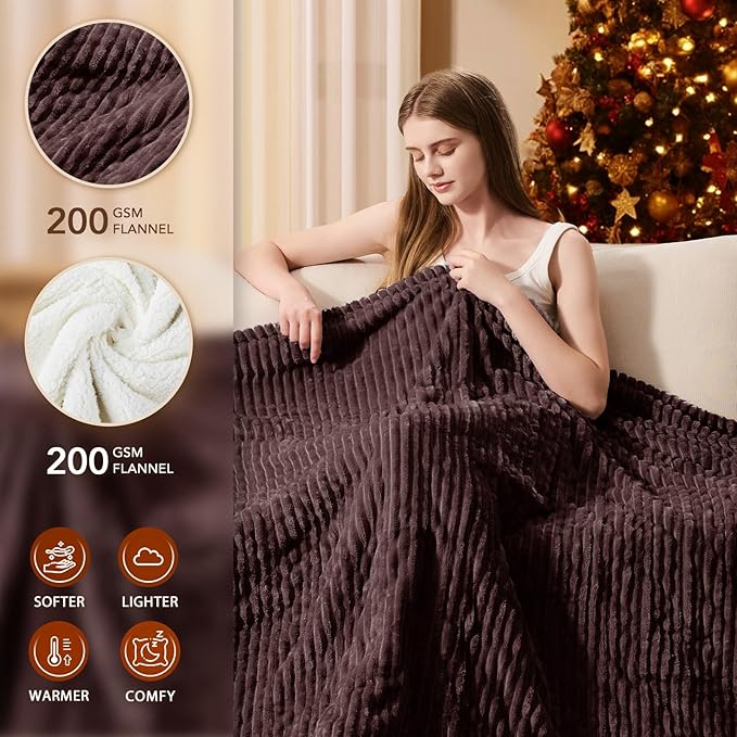 Homemate Electric Heated Blanket Full Size - 72"x84" Heating Blanket Full Size 1/2/4/6/8 Hours Auto-Off 10 Heat Level Over-Heat Protection Soft Flannel Sherpa ETL Certification