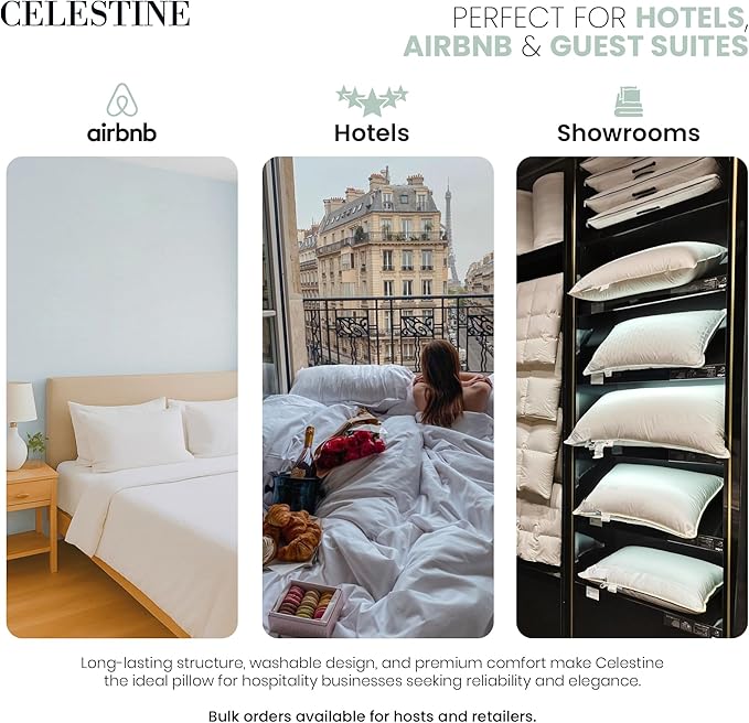 CELESTINE King Size Bed Pillows Set of 4 – Soft & Supportive Down Alternative Microfiber Filling, Plush White 36x20 Sleeping Pillows for Side and Back Sleepers, Breathable, Machine Washable