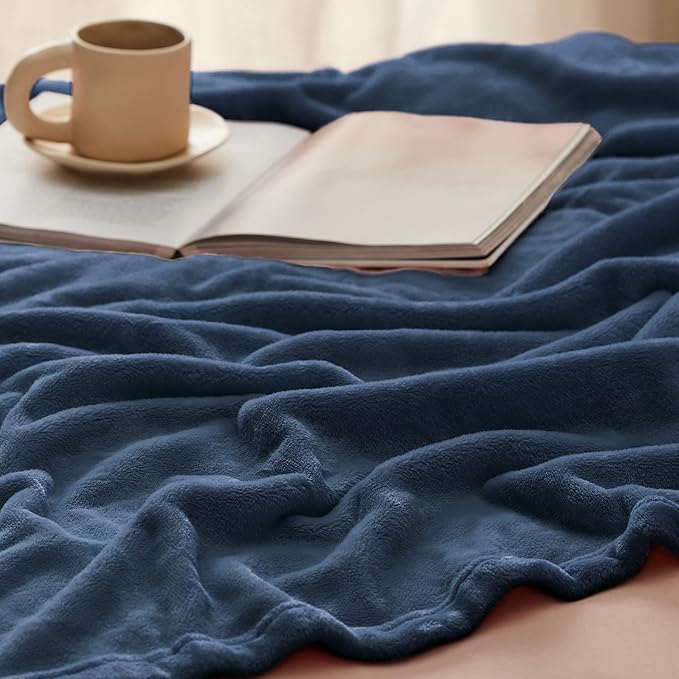 Bedsure GentleSoft Fleece Throw XL Blanket Mineral Blue - 300GSM Soft Lightweight Plush Cozy Blankets for Bed, Sofa, Couch, Travel, Camping, 50x70 inches