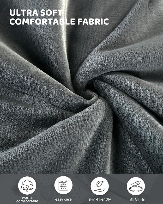 Heated Blanket Electric Blanket Twin Size, Super Soft Cozy Upgraded Flannel Heating Blanket with 9 Heating Levels & 1-9 Hours Auto Off, Fast Heating & Overheat Protection, 62" x 84", Iron Gray
