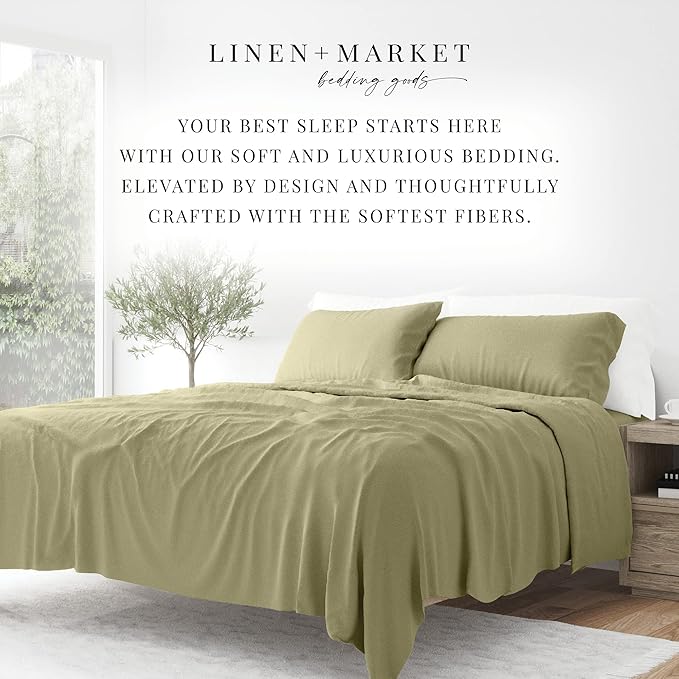Linen Market Bed Sheets for King Size Bed (Sage) - Sleep Better Than Ever with These Soft and Cooling King Sheets - Deep Pocket Fits 16" Thick Beds - 4 Piece King Sheet Set