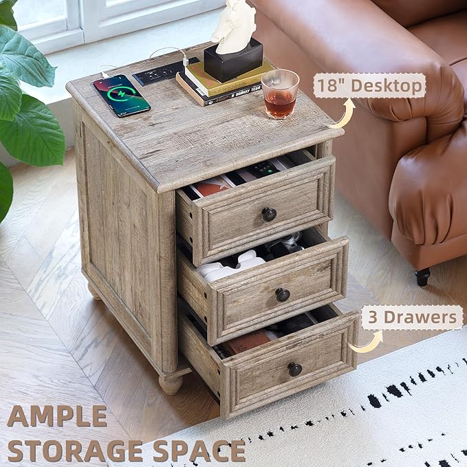 Farmhouse Dressers & Night Stand Set of 4, Wood 54" Wide Dresser & 45" Tall Chest of Drawers, 18" with Charging Station Nightstand Set of 2, Bedroom Furniture Dresser Set for Home Living Room Hallway