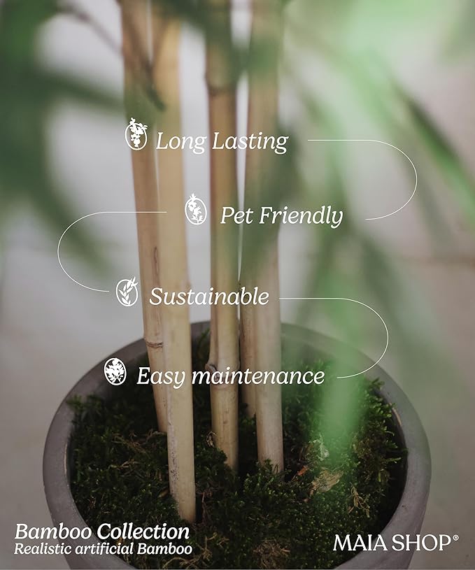 Maia Shop Decorative Artificial Plants - Artificial Bamboo Tree 6.5ft Natural Trunks, Big Artificial Plant, Home Decor, Artificial Tree