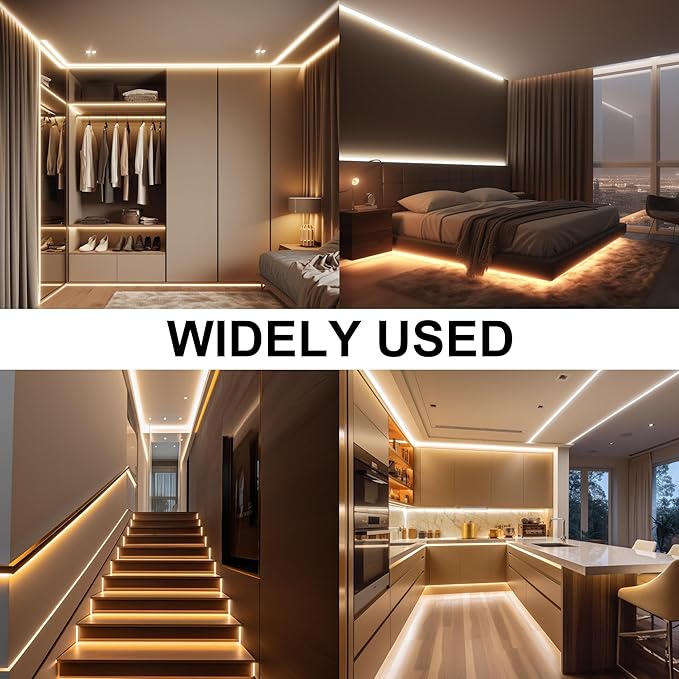 65.6ft COB LED Strip Light Warm White, High Bright LED Strips with 320LEDs, RF Remote and UL Power Supply, 2700K Dimmable LED Lights for Bedroom,Kitchen, DIY Home Decoration, 2 Rolls of 32.8ft