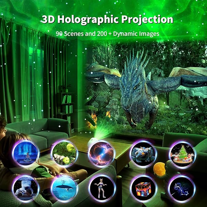 3D Galaxy Projector Star Projector, Planetarium Projector Night Light with Bluetooth Speaker for Bedroom Decor, 90 Dynamic Scenes, Relaxing Ambience & Ceiling Stars for Christmas Gifts,New Year Gift