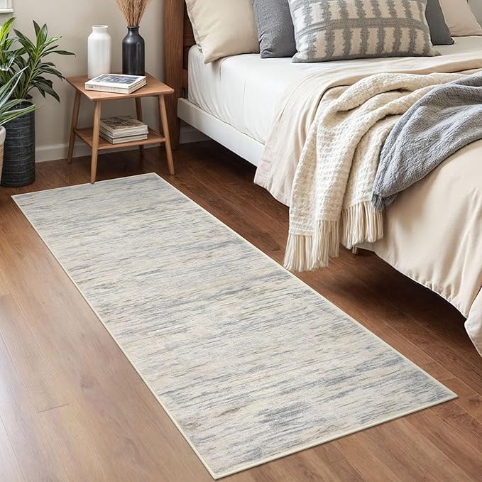 2x5 Modern Abstract Runner Rug for Hallway, Gray Beige Neutral Multi Super Soft Hallways Decor Kitchen Rugs with Non-Slip, Non-Shedding Washable Rug for Entryway Bedroom Laundry Indoor