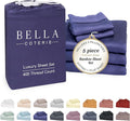 Bella Coterie Luxury Bamboo Viscose Split King Size Sheet Set | 2 Fitted Sheets for Sleep Number & Adjustable Beds | 100% Organically Grown | Cooling & Ultra Soft | 18” Deep Pocket [Twilight Blue]