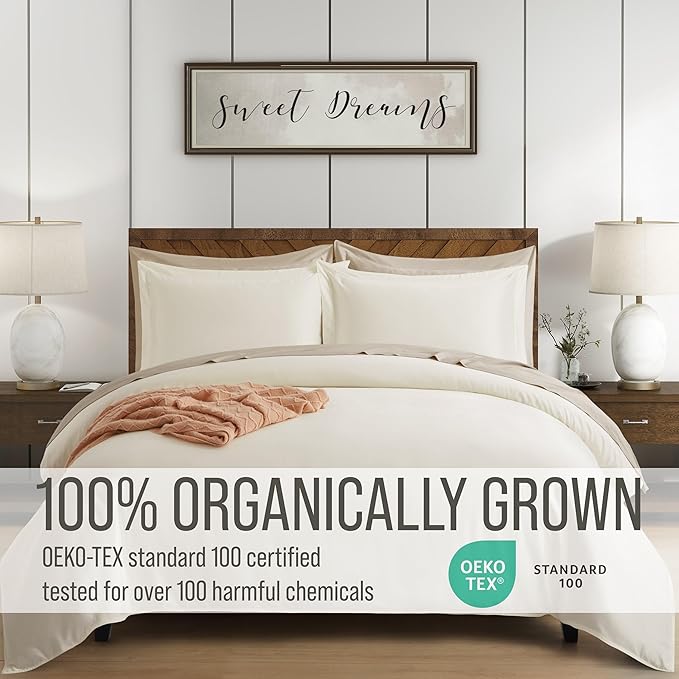 Bella Coterie Luxury Bamboo Viscose California King Size Duvet Cover Set | 100% Organically Grown | Corner Ties | Ultra Soft | Cooling | Two Pillow Shams | 106 x 94 | No Insert [Ivory]