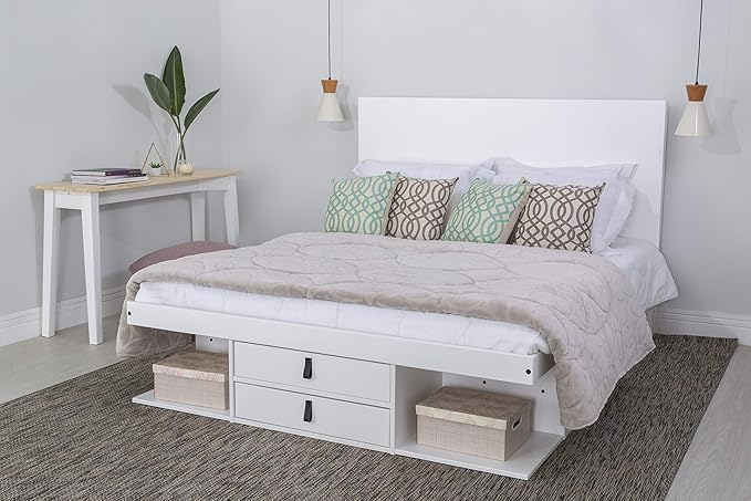 memomad Bali Storage Platform Bed with Drawers (Full Size, Off White)