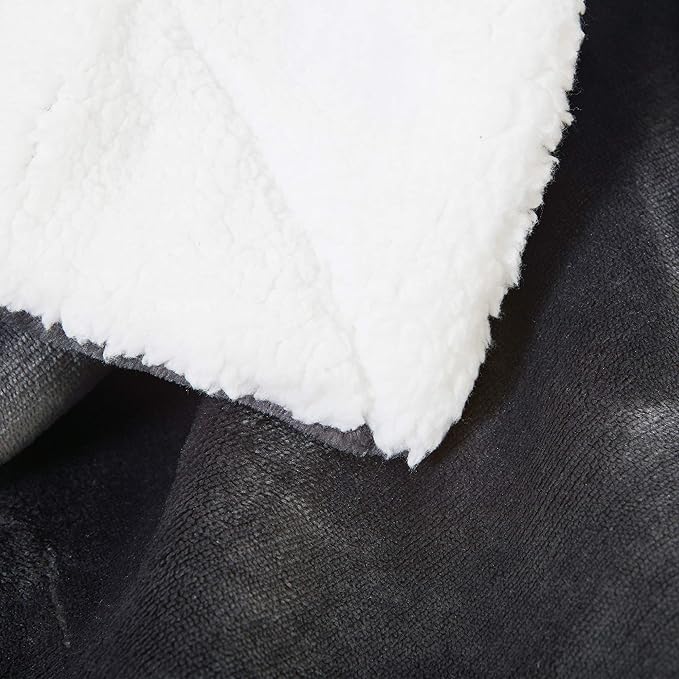SOCHOW Sherpa Fleece Throw Blanket, Double-Sided Super Soft Luxurious Plush Blanket King Size 90 inchx108 inch, Dark Grey