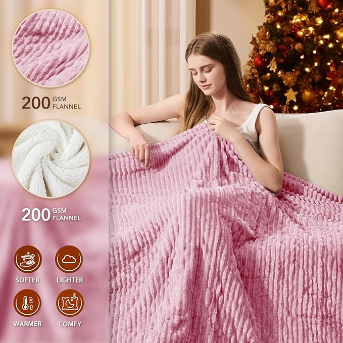 Homemate Heated Blanket Electric Throw - 50"x60" Heating Blanket Throw 1/2/4/6/8 Hours Auto-Off 10 Heat Levels Over-Heat Protection Soft Flannel Sherpa ETL Certification