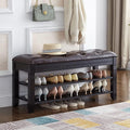 Shoe Storage Bench with Cushion, Entry Bench with Storage Solid Wood Shoe Bench Ideal for Entryway Living Room and Corridor (Black, 39.4'')