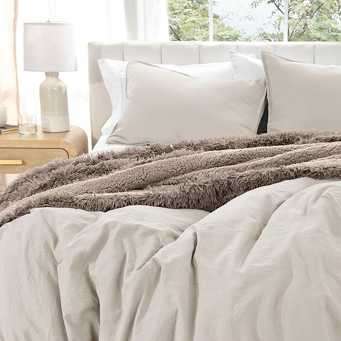 Bare Home Microfiber Duvet Cover Set - Ultra Soft Washed Microfiber - Queen Size - Linen-Like Look - Easy Care - Breathable Fabric - Our Softest Duvet Cover Set (Queen, Fog)