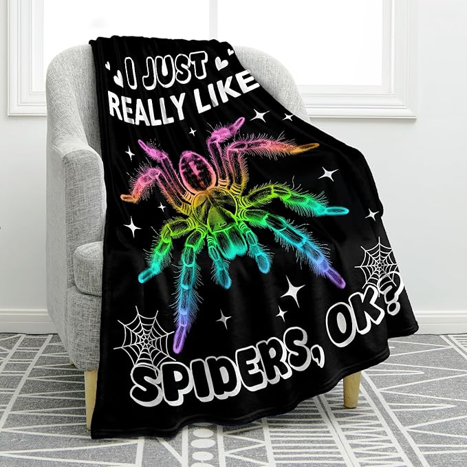 Jekeno Cute Spider Blanket Colorful Gifts for Men Women Kids Boys Girls Dad Mom Wife Friends Birthday Christmas Halloween Presents Home Bedroom Decor Animal Blanket 60"x80"
