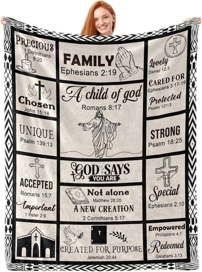 Bible Verse Christian Gift Blanket 40"x50", Inspirational Faith Throw for Believers, I Am a Child of God Blanket,Baptism Spiritual Gifts for Catholic Men Women