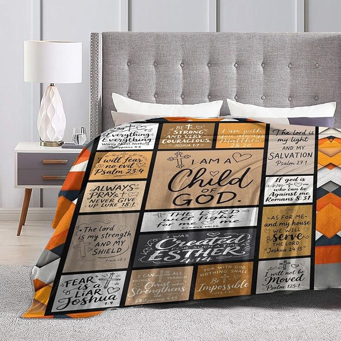Christian Gift for Women, Bible Inspirational Throw Blanket for Couch, Soft Flannel Blanket, 40"x 50" Prayers Blankets for Bedroom Sofa Living Christmas Halloween Decoration