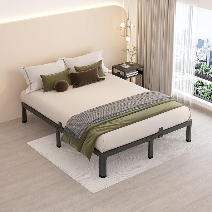 MAF 10 Inch Queen Metal Platform Bed Frame with Round Corner Legs, 3000 LBS Heavy Duty Steel Slats Support, Noise Free, No Box Spring Needed, Easy Assembly