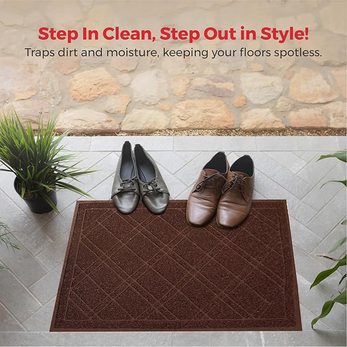 SlipToGrip Universal Door Mat – Plaid Design Size 35” x 23” – Anti Slip, Durable & Washable – Duraloop Mesh Entrance Outdoor & Indoor Welcome Mat – Dirt and Dust Absorber