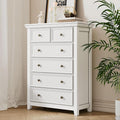 Tall Dresser for Bedroom, White 6 Drawers Dresser, Farmhouse Dresser for Bedroom，Storage Drawers Cabinet for Living Room, Home Office