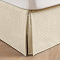 MIYE Pleated Waffle Weave Bed Skirt, Tailored Dust Ruffle 12 Inch Drop Easy Fit, Machine Washable,No Split Corners(Light Beige, Full - 12" Drop)