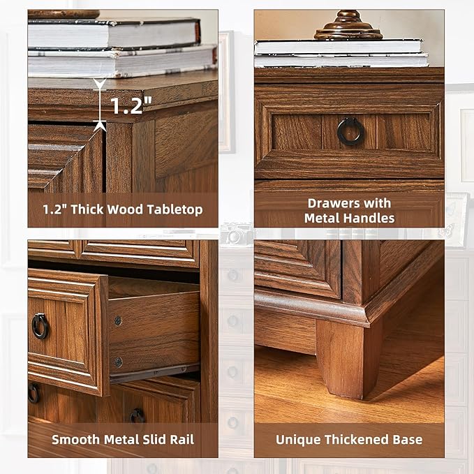 Farmhouse 6 Drawer Dresser for Bedroom, 41" Tall Small Dressers & Chest of Drawers, Rustic Wood Dresser with Metal Handle, Storage Organizer Closet for Living Room, Hallway, Entryway