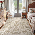 jinchan Torino Floral 5x7 Area Rugs, Vintage-Inspired Neutral Design Accent Rug, Machine Washable Ultra-Thin Low-Pile Non-Slip Traditional Carpet for Living Room Bedroom Dining Room Home Office, Taupe