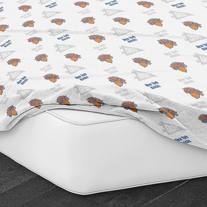 Northwest Officially Licensed New York Knicks NBA Queen Size Sheet Set – Soft Team Logo Bedding for Dorms, Bedrooms, Fan Caves & Game Day Style