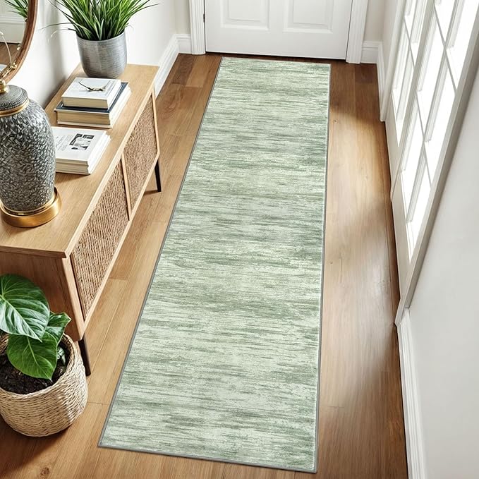 2x8 Modern Abstract Runner Rug for Hallways, Lime Green Super Soft Hallway Decor Kitchen Rugs with Non-Slip, Non-Shedding Washable Rug for Entryway Bedroom Indoor