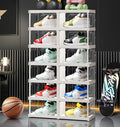6-Tier 12-Pairs Foldable Shoe Rack with Magnetic Doors,4-Sided Clear Design,Taller Storage for High Shoes & Sneakers,Stackable Shoe Storage Cabinet Space-Saving Organizer for Closet,Cloakroom