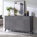 OKD Fluted Storage Cabinet with Drawers, 60" Morden Buffet Sideboard Coffee Bar Cabinet with 4 Doors and 3 Drawers for Dining Room, Living Room,Hallway (Dark Alder)