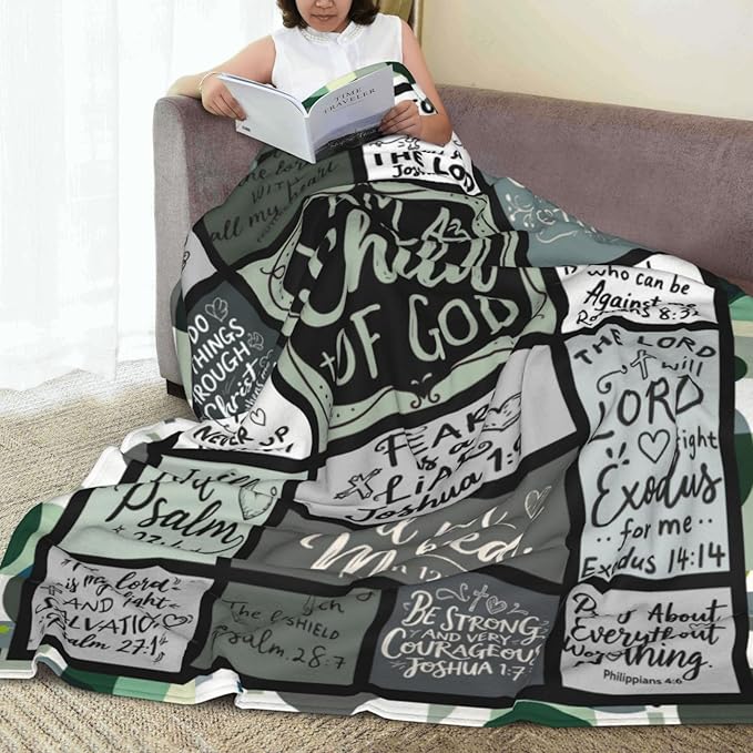 Christian Throw Blanket for Couch, Inspirational Gift for Women, Soft Plush Flannel Blanket, 60"x 80" Thoughts and Prayers Blankets for Bedroom Sofa Living Room Christmas Halloween Decoration