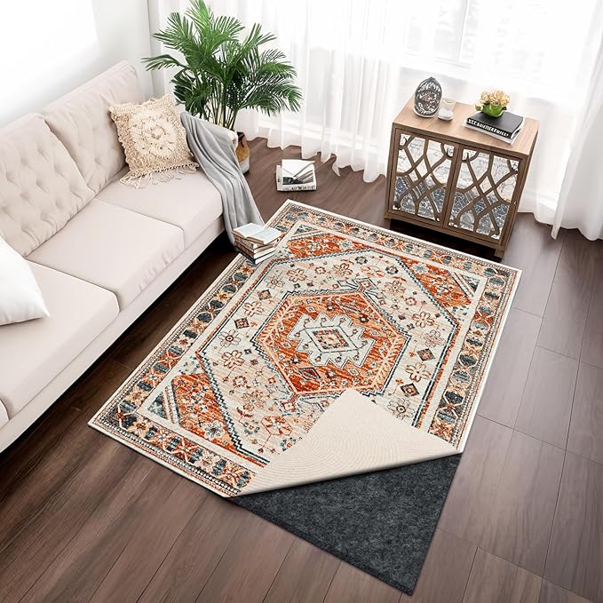 100% Waterproof Rug pad, 7x10 ft Area Rug Non-Slip Rug Pads, 1/4" Thick Carpet Pads for All Floors and finishes, Felt pad for Hardwood Floors, Keep Carpets in Place Soft and Secure
