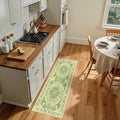 Area Rugs 2'x5' Washable Non-Slip, Floral Vintage Distress Print Pattern Medallion Carpet for Living Room Bedroom Dining Room, Sage Green Yellow