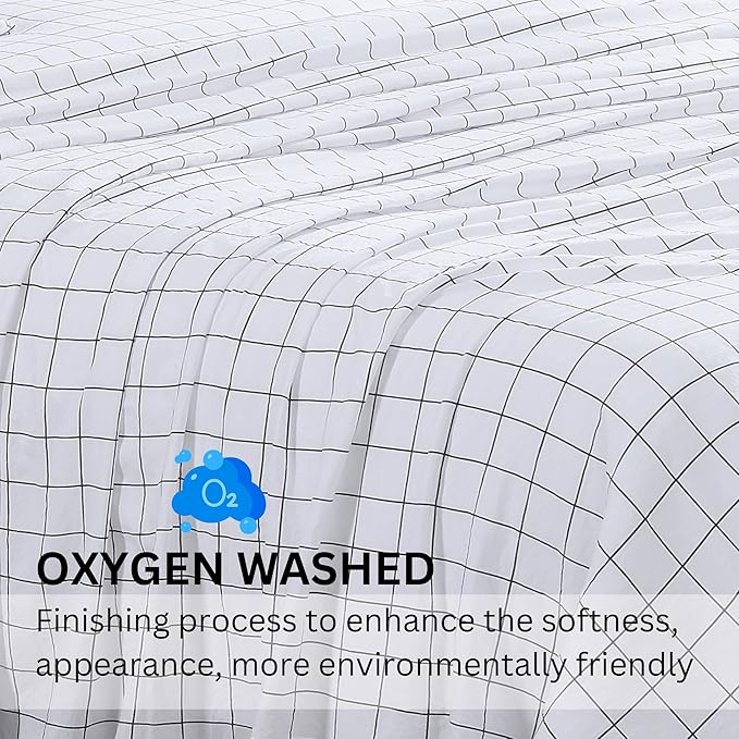 Casa Platino Bed Sheets California King Size, Pre-Washed Ultra Soft & Breathable California King Bed Sheets Set, 100% Hydro-Brushed Microfiber Cooling California King Sheets Deep Pocket - Windowpane