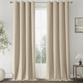 ChrisDowa 100% Blackout Natural Solid Solid Curtains 120 Inches Long 2 Panels for Bedroom Living Room,Farmhouse Room Darkening Thermal Insulated Soundproof Grommet Top Window Treatment Drapes,52x120