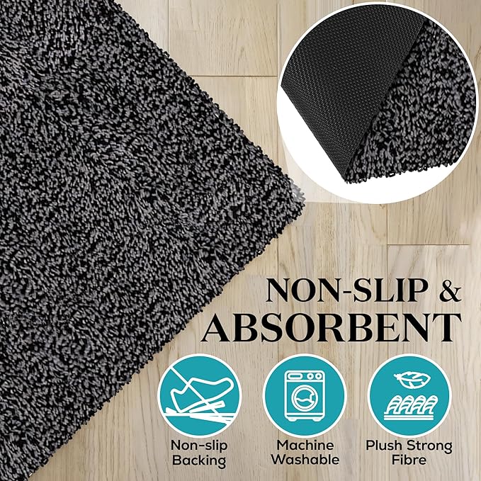 Premium Microfiber Indoor Door Mat – 24"x36" Washable Entry Mat, Non-Slip, Waterproof Backing, Super Absorbent, Low Profile Entryway Doormat for Indoor Entrance