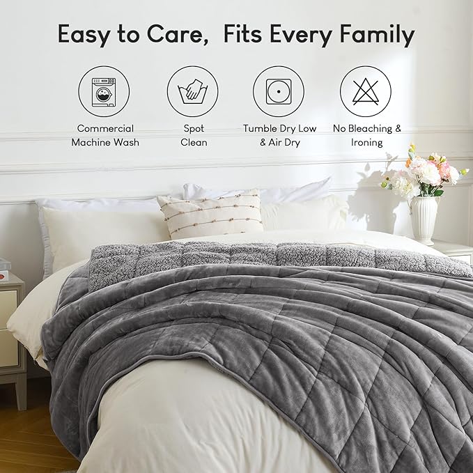 Weighted Blanket 20Inches x 30Inches 03lb, Flannel Cozy Plush Weighted Lap Blankets, Fuzzy Sherpa Weighted Blankets, Soft Travel Blanket for Sofa Bed, Grey