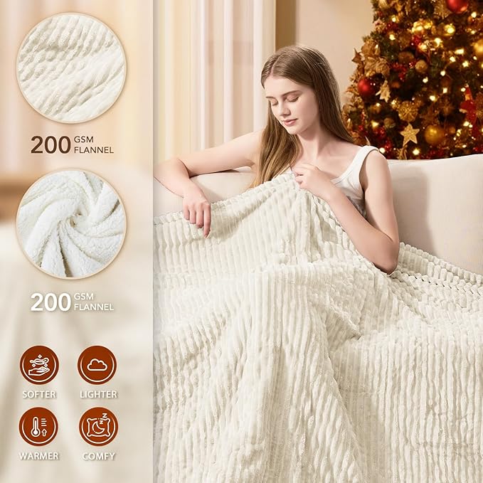 Homemate Electric Heated Blanket Full Size - 72"x84" Heating Blanket Full Size 1/2/4/6/8 Hours Auto-Off 10 Heat Level Over-Heat Protection Soft Flannel Sherpa ETL Certification