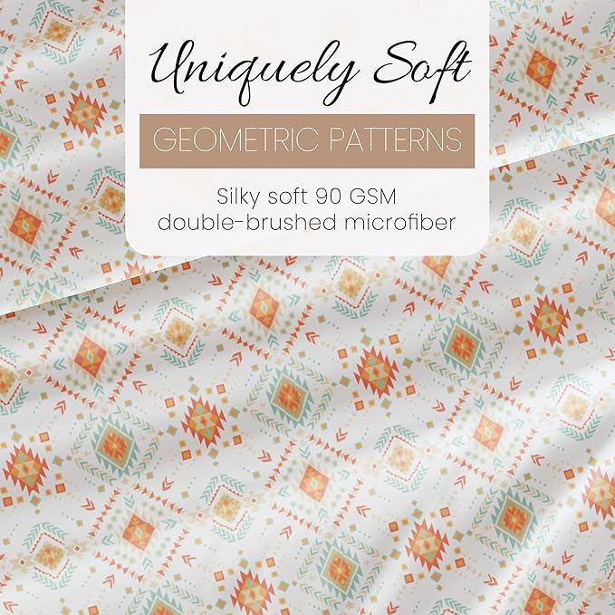 Linen Market 3 Piece Twin Bedding Sheet Set (Aztec Coral) - Sleep Better Than Ever with These Ultra-Soft & Cooling Bed Sheets for Your Twin Size Bed - Deep Pocket Fits 16" Mattress