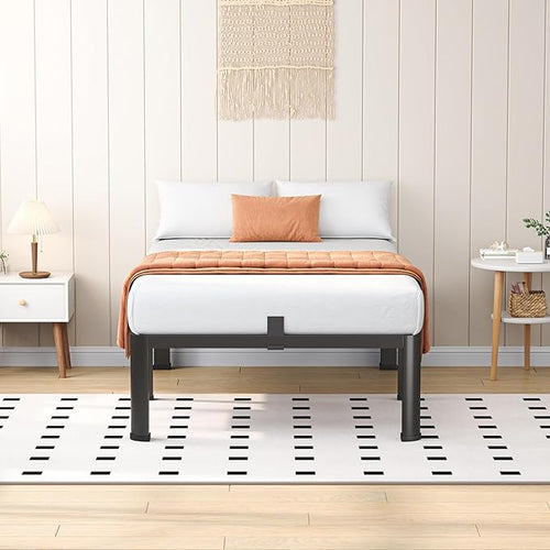 12 Inch Twin Heavy Duty 3500 lbs Bed Frame with Round-Corner Legs & Anti-Squeak Design – Quick Assembly Metal Platform, No Box Spring Needed
