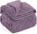 Wemore Weighted Blanket for Adults Twin Size 20 lbs, Dual Sided Soft Fuzzy Jacquard Sherpa Weighted Blankets for Sleeping, Cozy Fluffy Knitted Heavy Blanket for Couch Bed, Purple, 60 x 80 inches