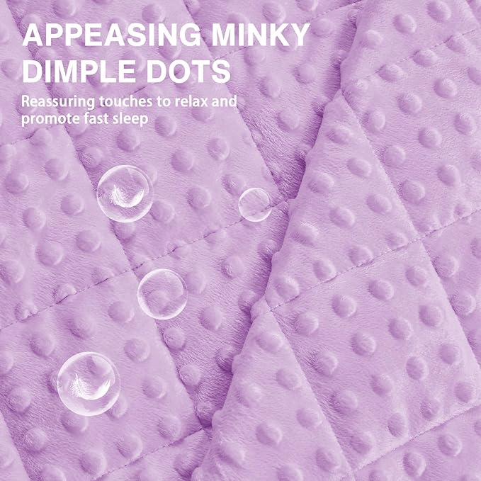 yescool Weighted Blanket 3 lb Light Purple Small Weighted Lap Blanket for Boys and Girls, Cooling Weighted Throw Blankets Minky Heavy Blankets, for 20-45lbs, 36 * 48in