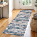 2x6 Modern Abstract Runner Rug for Hallway, Teal Blue Peach Gray Multi Super Soft Hallways Decor Kitchen Rugs with Non-Slip, Non-Shedding Washable Rug for Entryway Bedroom Laundry Indoor