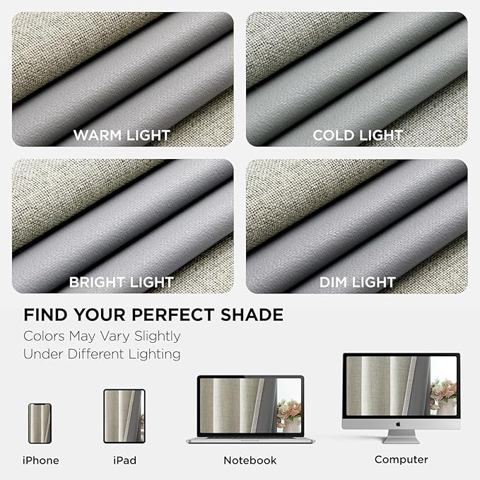 Joydeco Light Beige Blackout Curtains 120 Inches Long, Extra Long Curtains 120 Inch Length 1 Panel for Bedroom, Thermal Insulated Linen Black Out Curtains with Grommets(100x120, Light Beige)