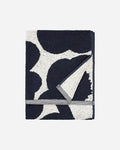 MARIMEKKO Unikko Terry Cotton Hand Towel (Dark Blue) – Floral Patterned Hand Towels – 28 in x 20 in