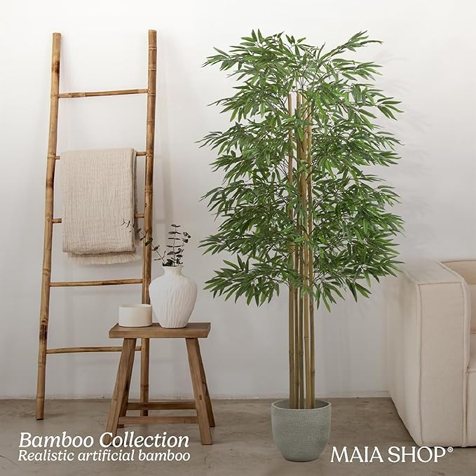 Maia Shop 71in Artificial Bamboo Tree Plant for House, Apartment or Office – Realistic Fake Indoor Plants for Living Room, Bedroom, Bathroom, Entryway or Patio – Faux Greenery for Home Décor