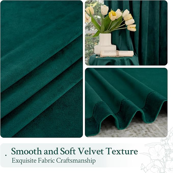 LAMIT Teal Velvet Curtains 102 Inch Length, Thermal Room Darkening Drapes for Living Room Luxury Privacy Back Tab and Rod Pocket Christmas Panels for Bedroom/French Door, 2 Panels, 52 x 102 Inch