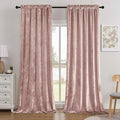 SMILETIME Pink Crushed Velvet Curtains 52x108inch Rod Pocket Luxurious Thermal Insulated Soundproof Drapes Soft and Durable Light-Filtering Window Treatments for Living Room Bedroom, 2 Panels