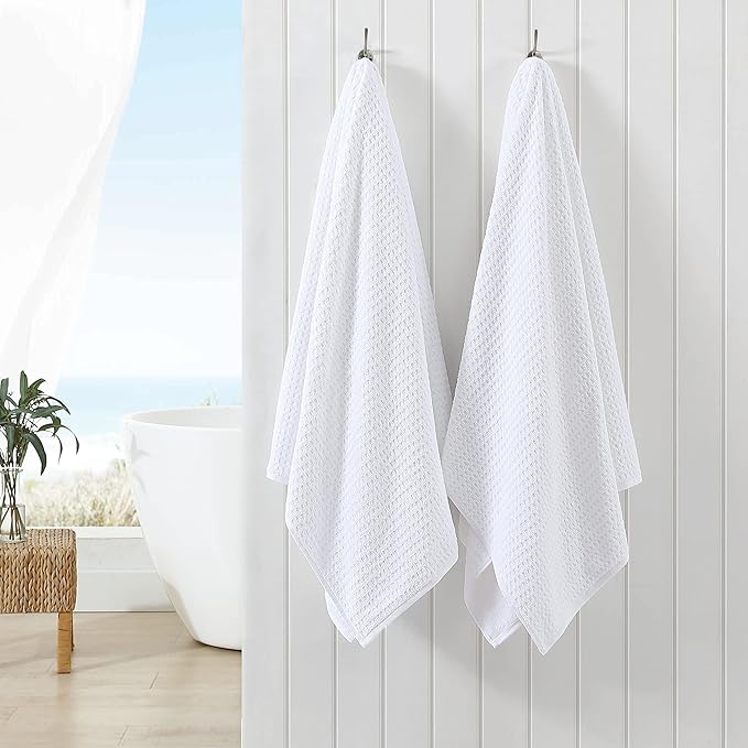 Tommy Bahama - Bath Towels, Highly Absorbent & Soft Bathroom Essentials, Low Linting & Fade Resistant, Oeko-Tex Certified (Northern Pacific White, 2 Piece)